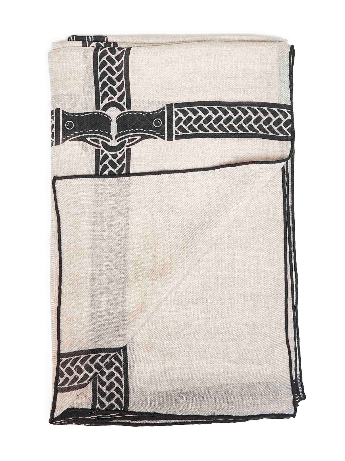 Fendi Silk Women Dove Grey Printed Cashmere Selleria Shawl