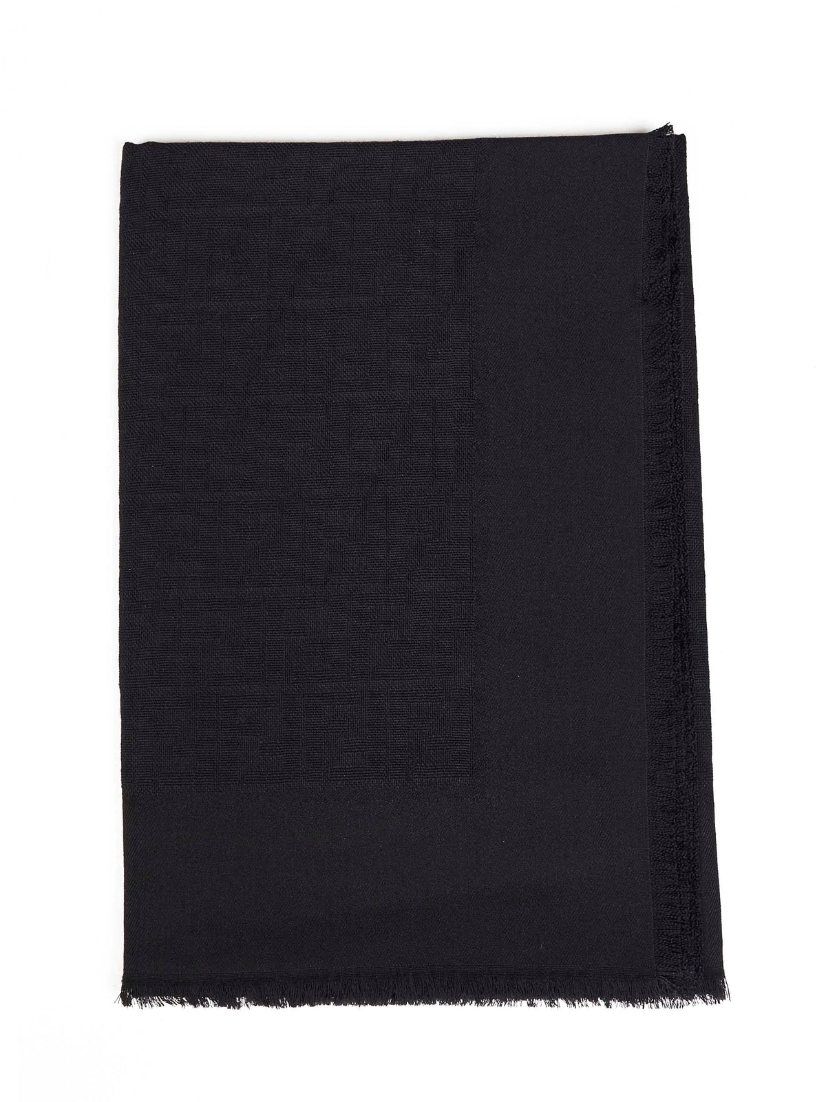 Fendi Silk Women Black Ff Wool And Silk And Cashmere Shawl