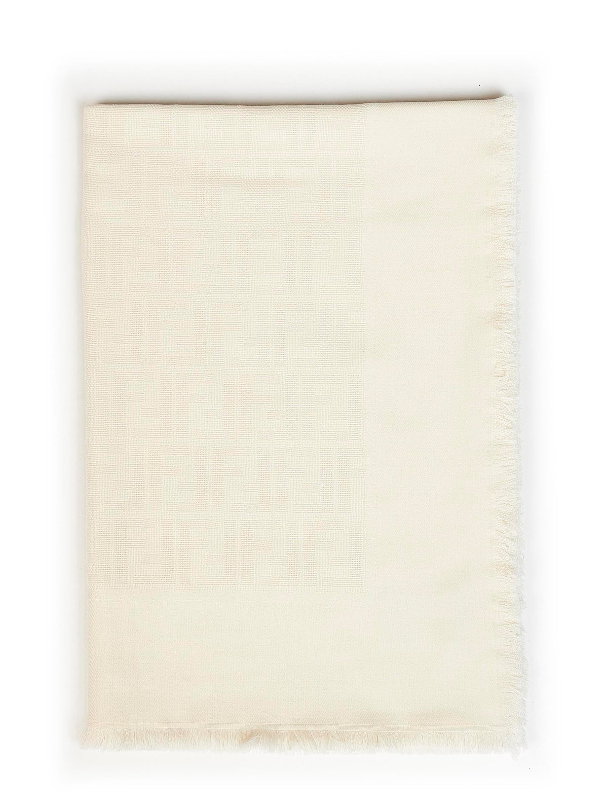 Fendi Silk Women Ivory Ff Wool And Silk And Cashmere Shawl<Br/>