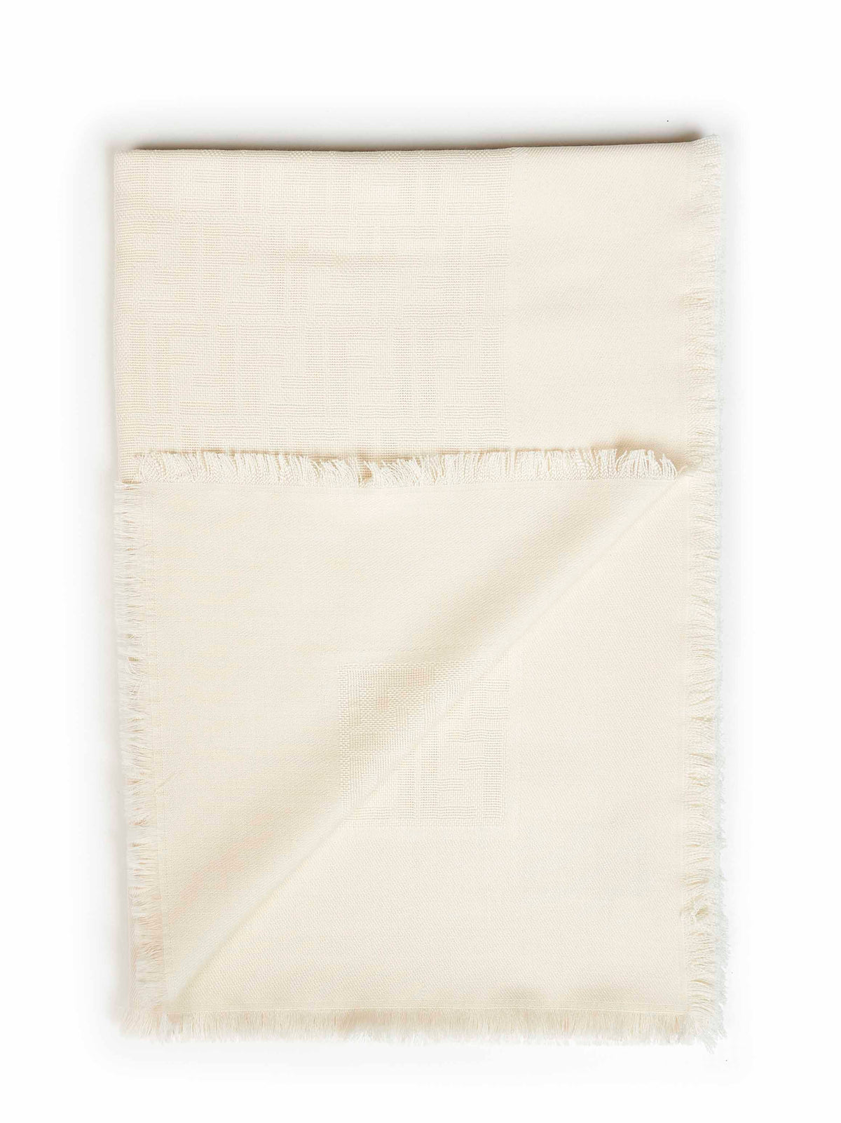 Fendi Silk Women Ivory Ff Wool And Silk And Cashmere Shawl<Br/>