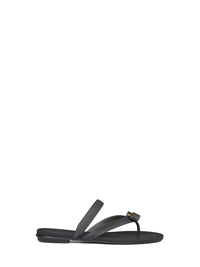 Ferragamo Women Black Rubber Vara Bow Thong Sandals