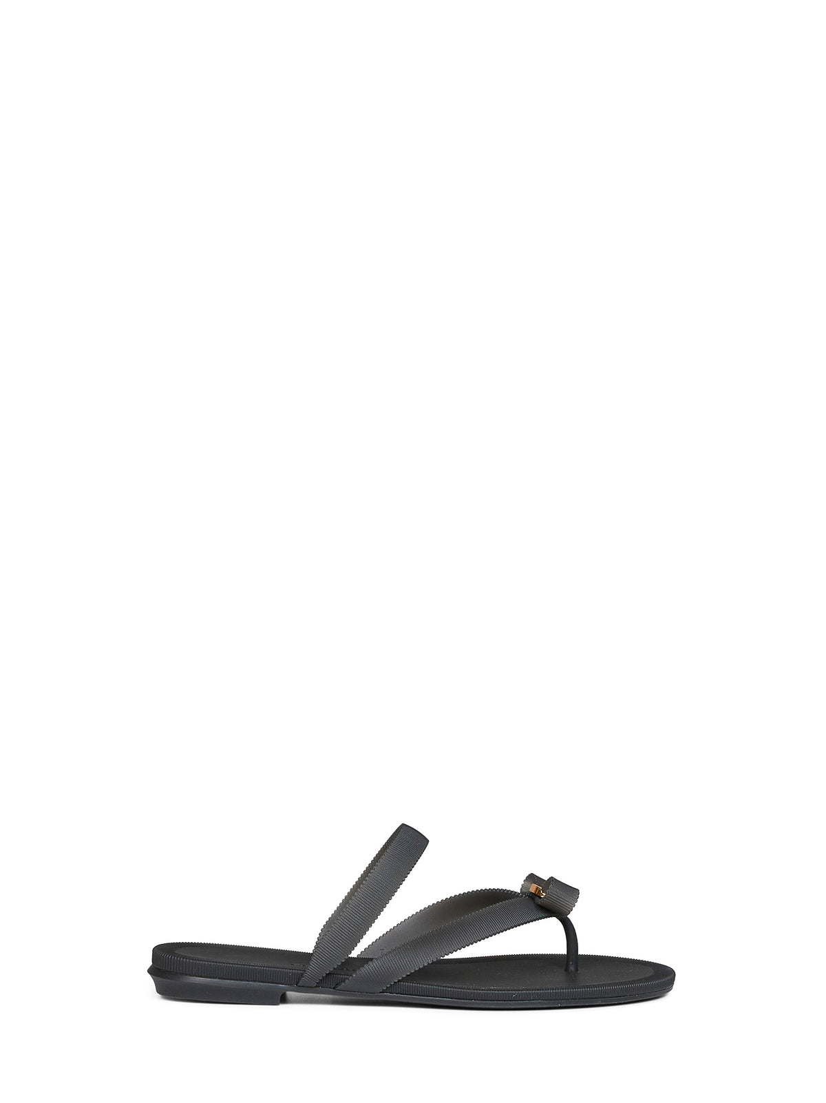 Ferragamo Women Black Rubber Vara Bow Thong Sandals