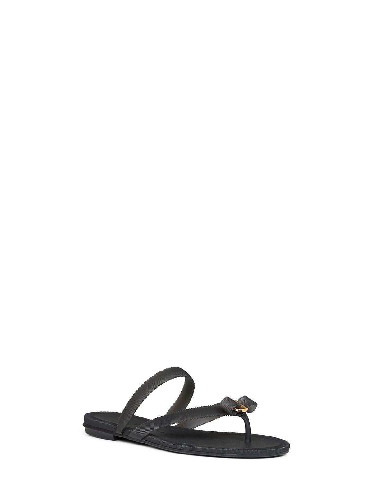 Ferragamo Women Black Rubber Vara Bow Thong Sandals
