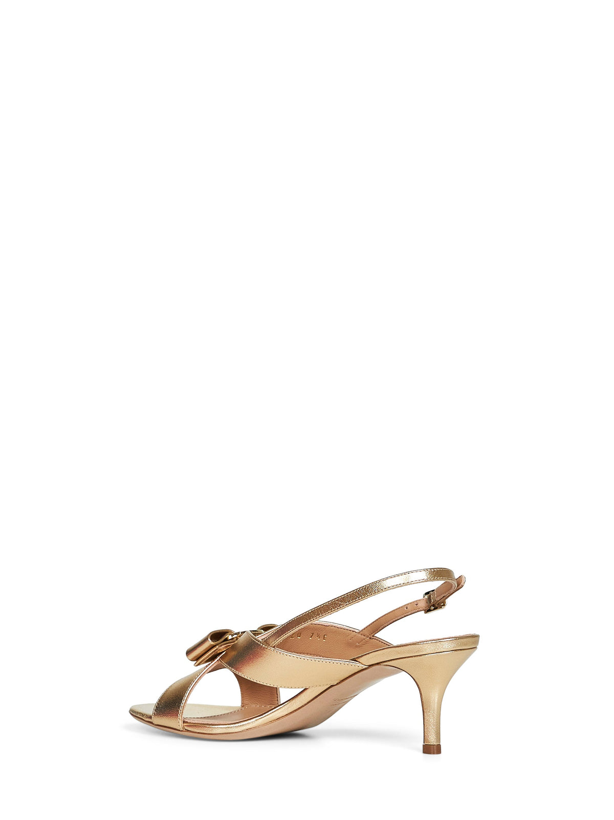 Ferragamo Women Gold Laminated Nappa Leather Rima Vara Bow Sandals