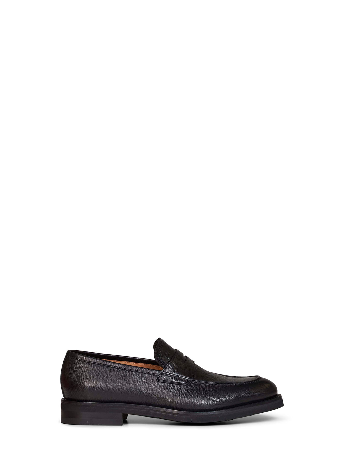 Ferragamo Men Black Hammered Leather Stefano Penny Loafer