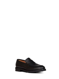 Ferragamo Men Black Hammered Leather Stefano Penny Loafer