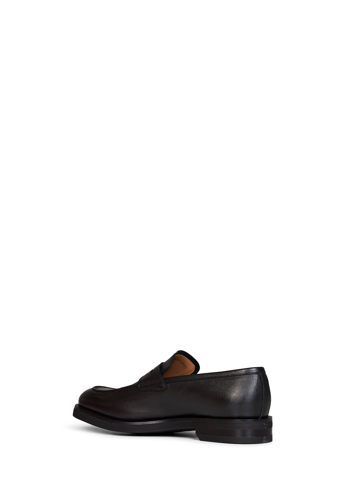 Ferragamo Men Black Hammered Leather Stefano Penny Loafer
