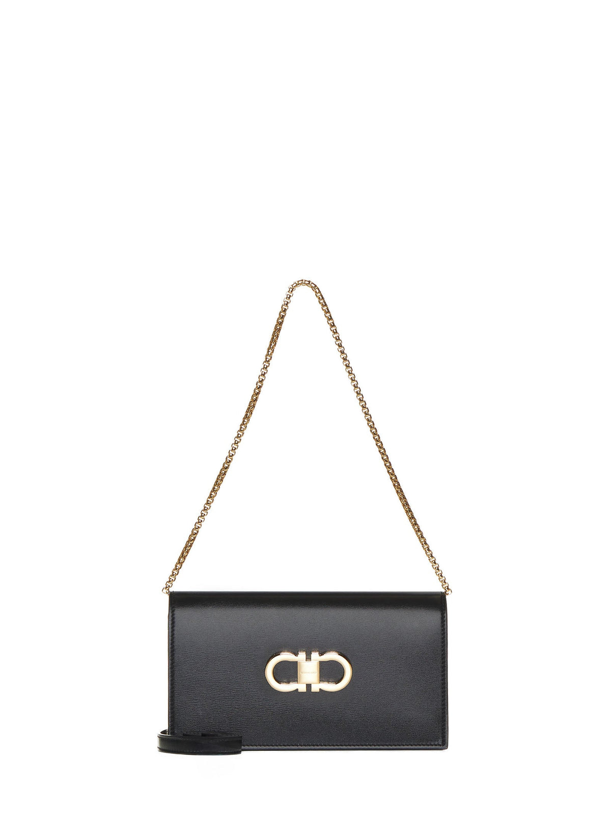 Ferragamo Women Black Double Gancini Mini Bag With Shoulder Strap