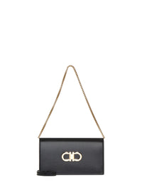 Ferragamo Women Black Double Gancini Mini Bag With Shoulder Strap