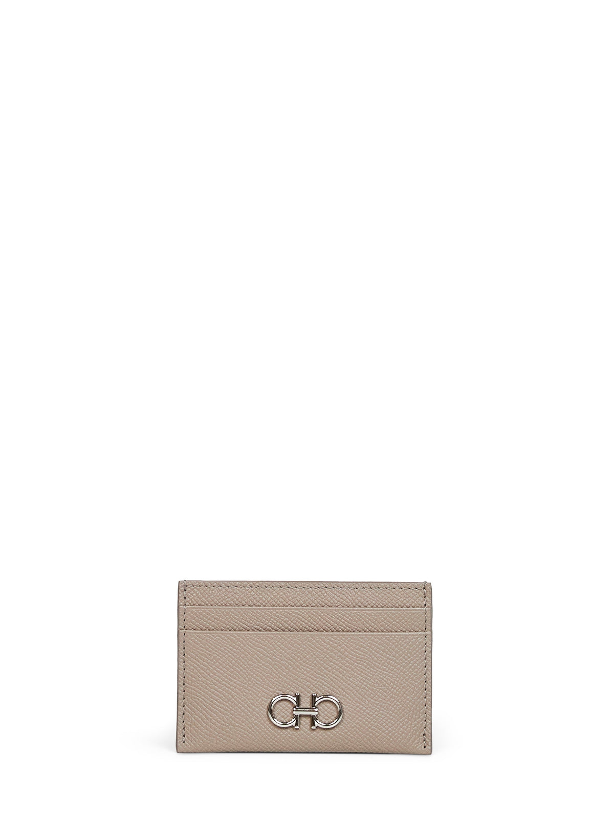 Ferragamo Women Warm Taupe Olive Gancini Credit Card Holder