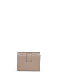 Ferragamo Women Warm Taupe Hammered Calfskin Leather Gancini Compact Wallet