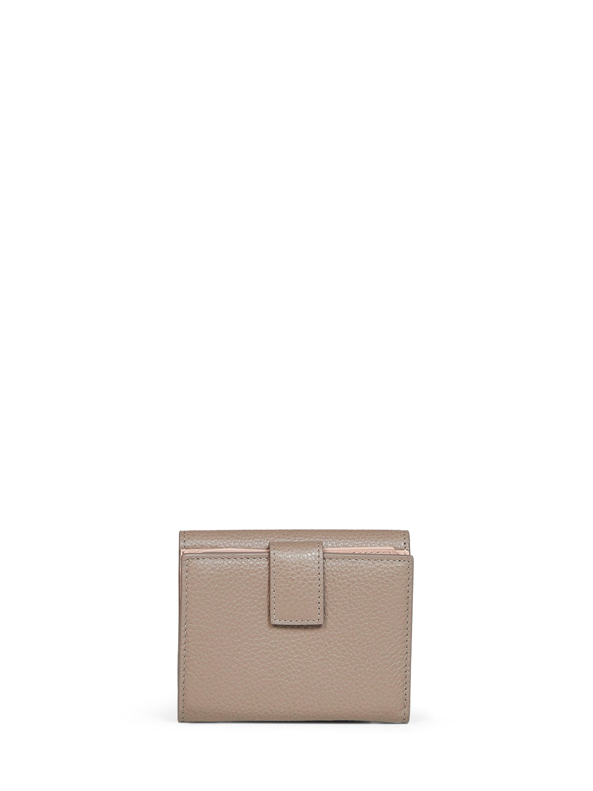 Ferragamo Women Warm Taupe Hammered Calfskin Leather Gancini Compact Wallet