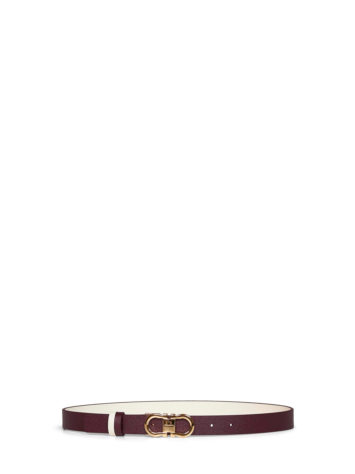 Ferragamo Women Plum And Mascarpone Cream Reversible Gancini Belt