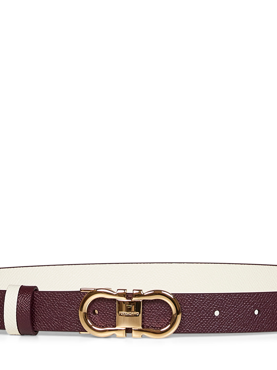Ferragamo Women Plum And Mascarpone Cream Reversible Gancini Belt