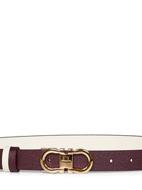 Ferragamo Women Plum And Mascarpone Cream Reversible Gancini Belt