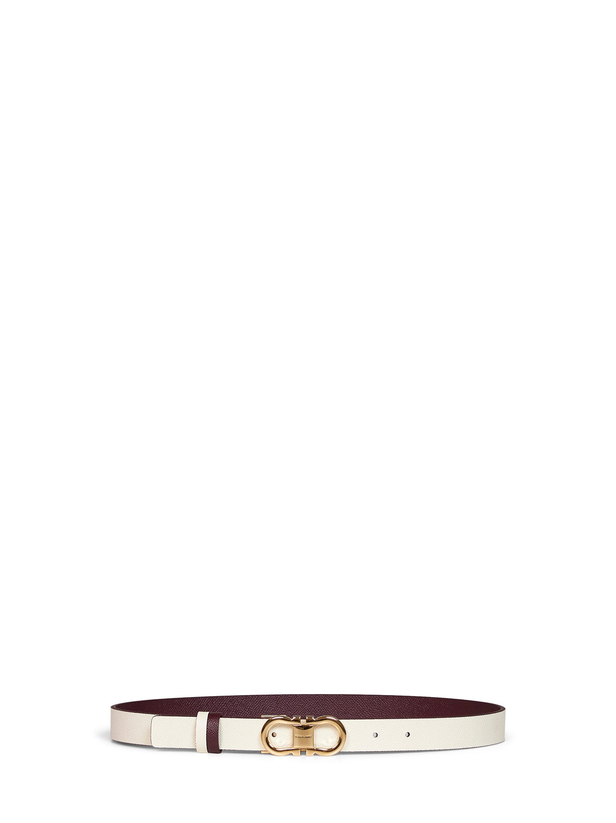 Ferragamo Women Plum And Mascarpone Cream Reversible Gancini Belt