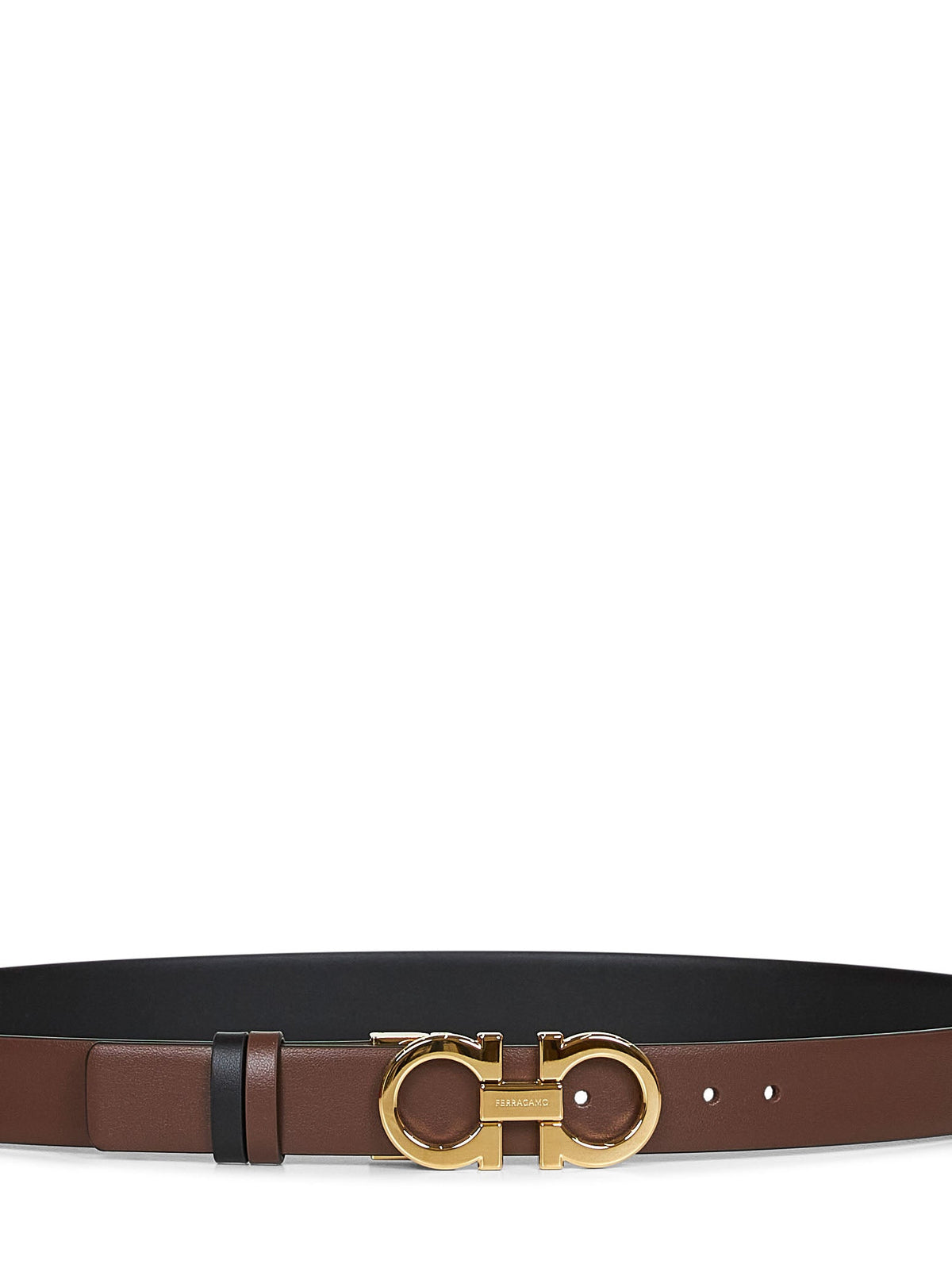 Ferragamo Women Cocoa Brown Leather "Gancini Reversible" Belt