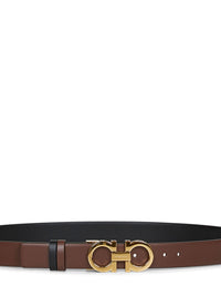 Ferragamo Women Cocoa Brown Leather "Gancini Reversible" Belt