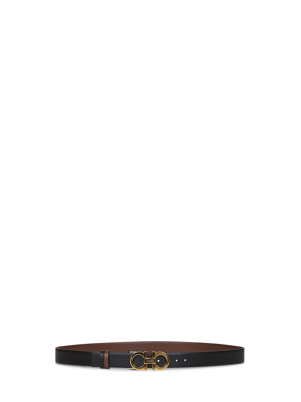Ferragamo Women Cocoa Brown Leather "Gancini Reversible" Belt