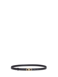 Ferragamo Women Black Hammered Calfskin Gancini Belt