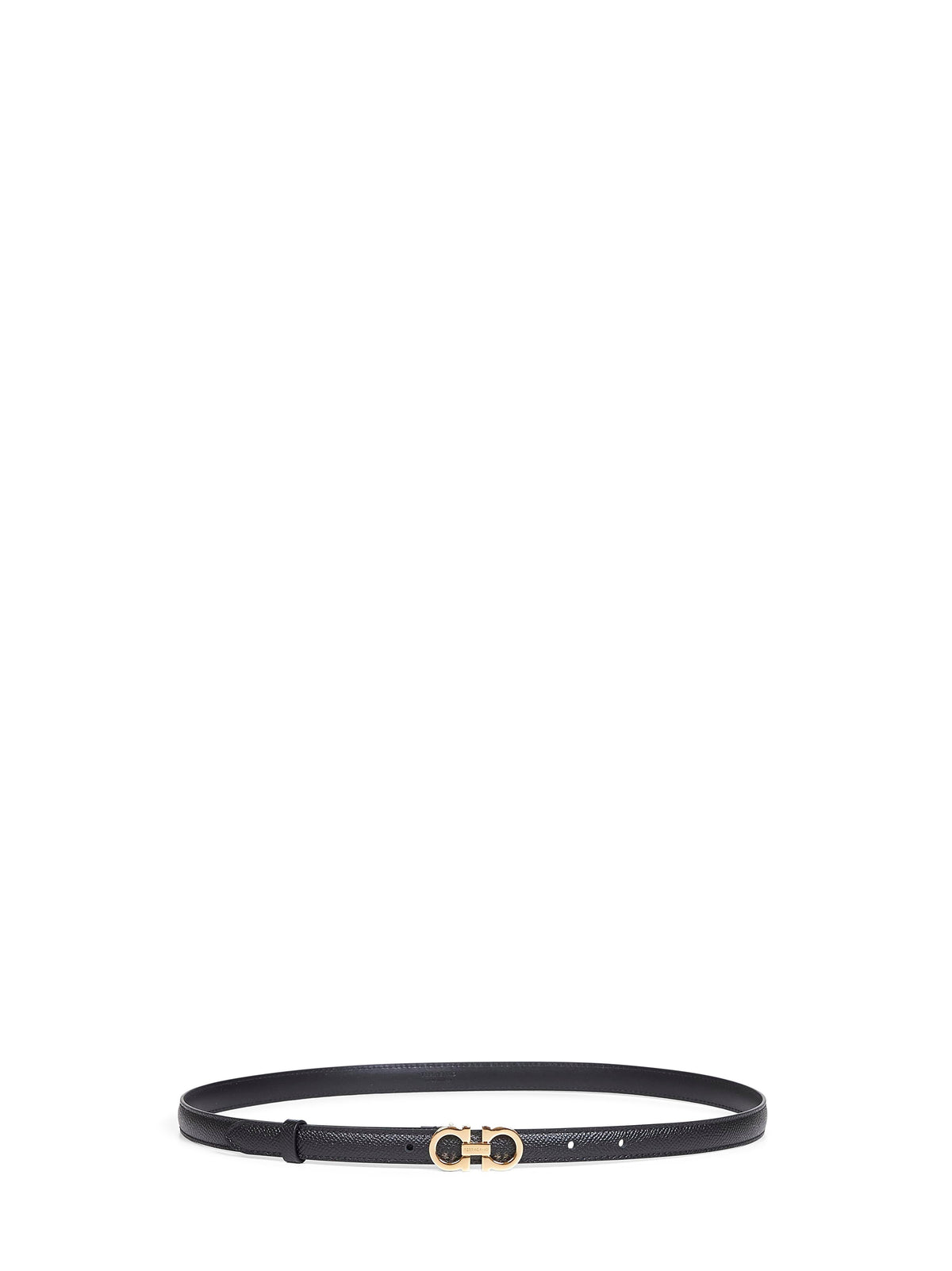 Ferragamo Women Black Hammered Calfskin Gancini Belt
