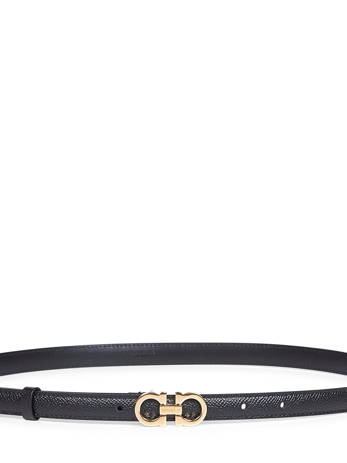 Ferragamo Women Black Hammered Calfskin Gancini Belt
