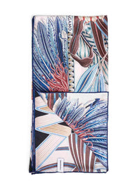 Ferragamo Women Ivory And Blue Fiori E Farfalle-Print Silk Scarf