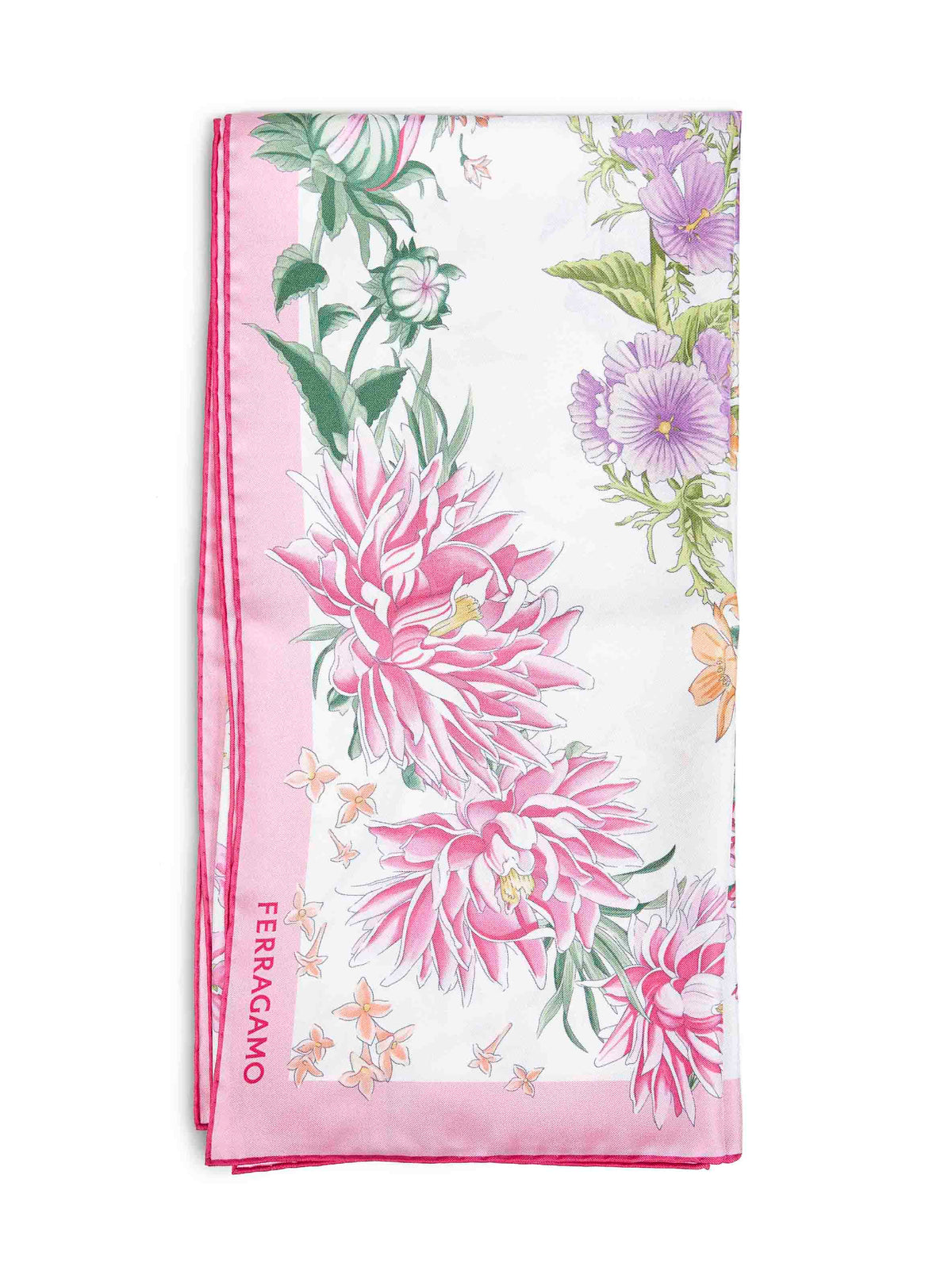 Ferragamo Women Pink Primavera-Print Silk Scarf