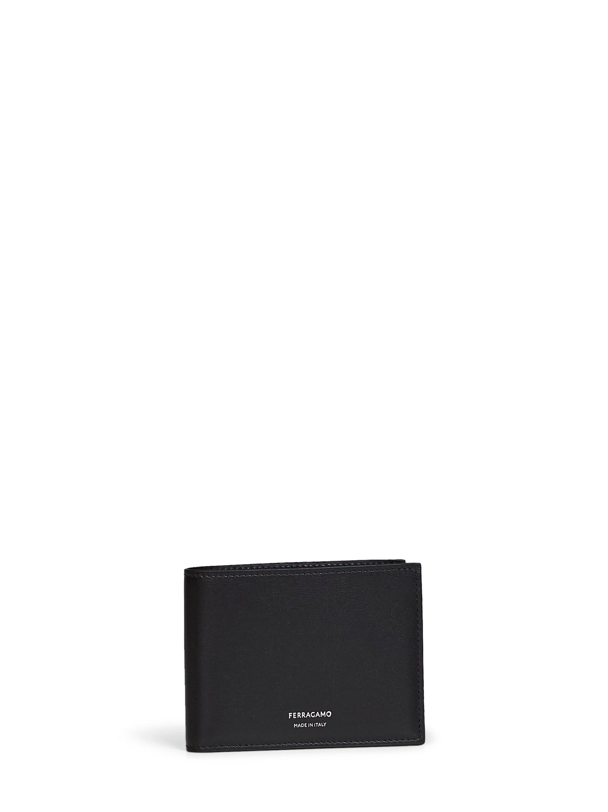 Ferragamo Men Black Palmellato Calfskin Leather Florence Classic Wallet