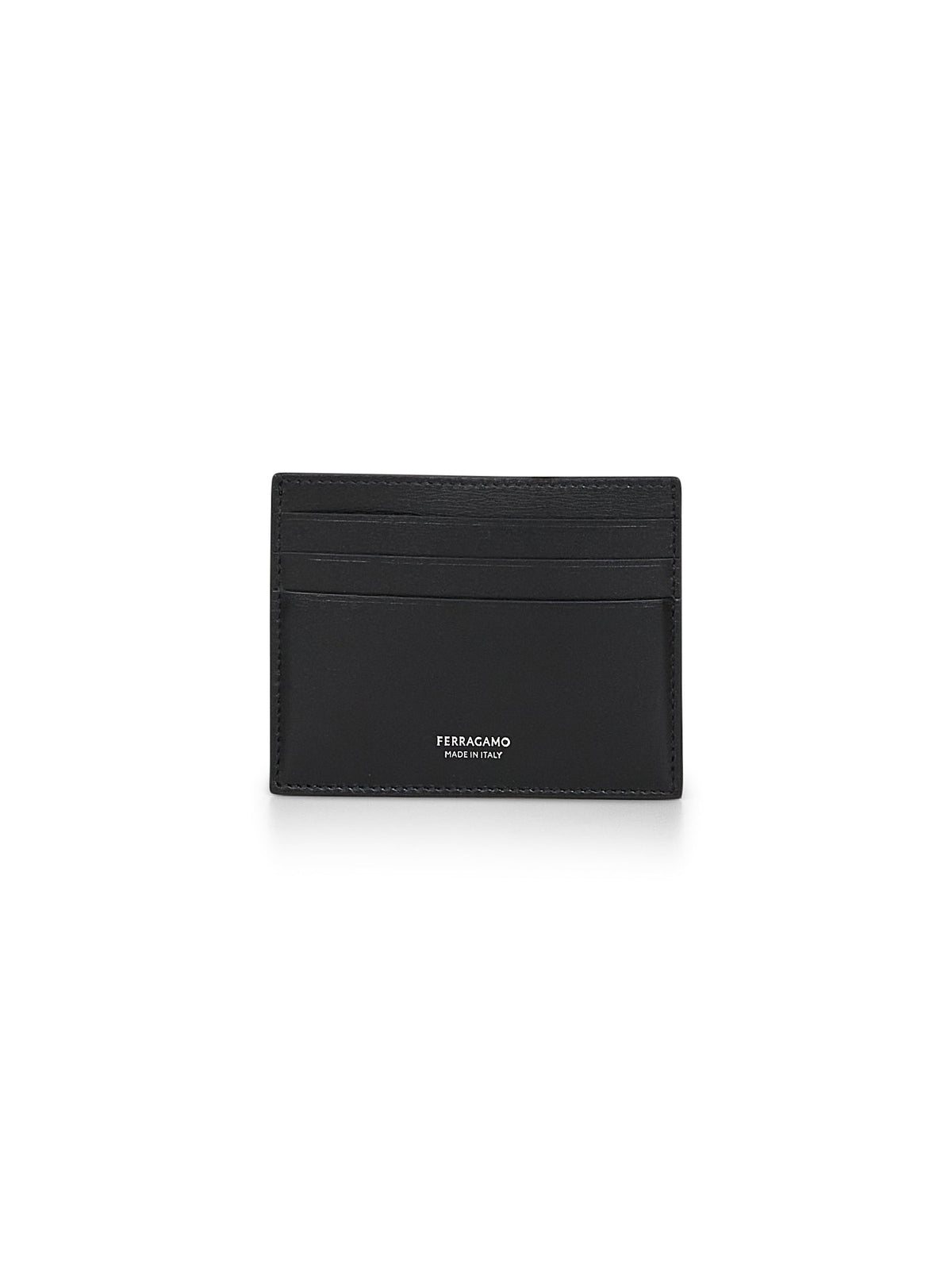 Ferragamo Men Black Leather Credit Card Holder