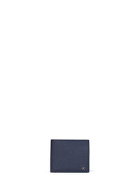 Ferragamo Men Dark Navy Blue Hammered Calfskin Gancini Wallet<Br/>