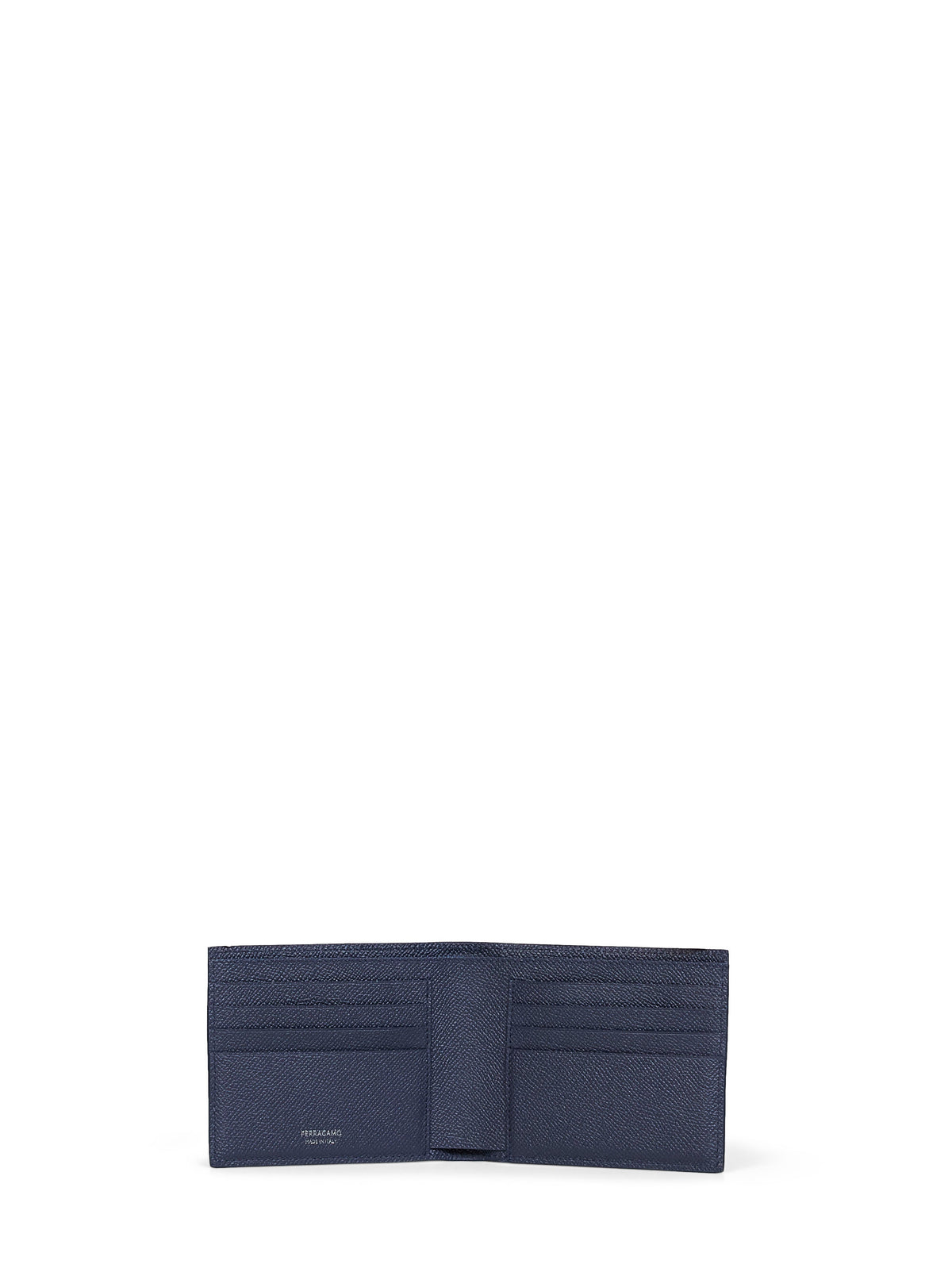 Ferragamo Men Dark Navy Blue Hammered Calfskin Gancini Wallet<Br/>