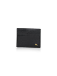 Ferragamo Men Black Leather Gancini Credit Card Holder