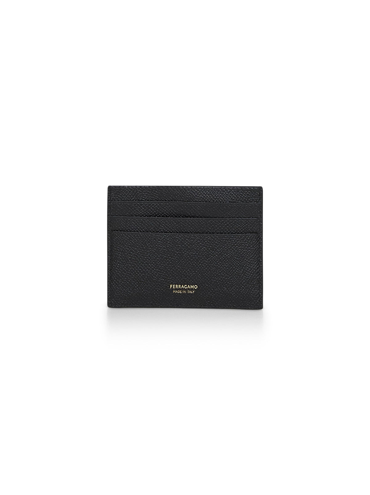 Ferragamo Men Black Leather Gancini Credit Card Holder