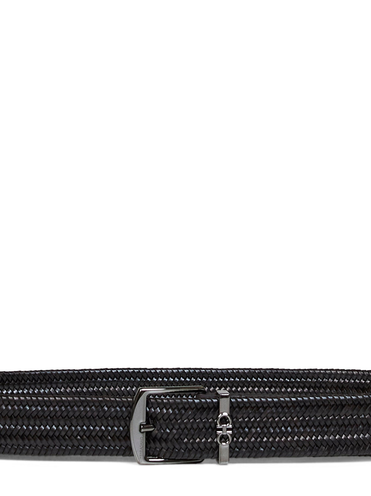 Ferragamo Men Dark Brown Woven Leather Belt
