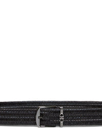 Ferragamo Men Dark Brown Woven Leather Belt