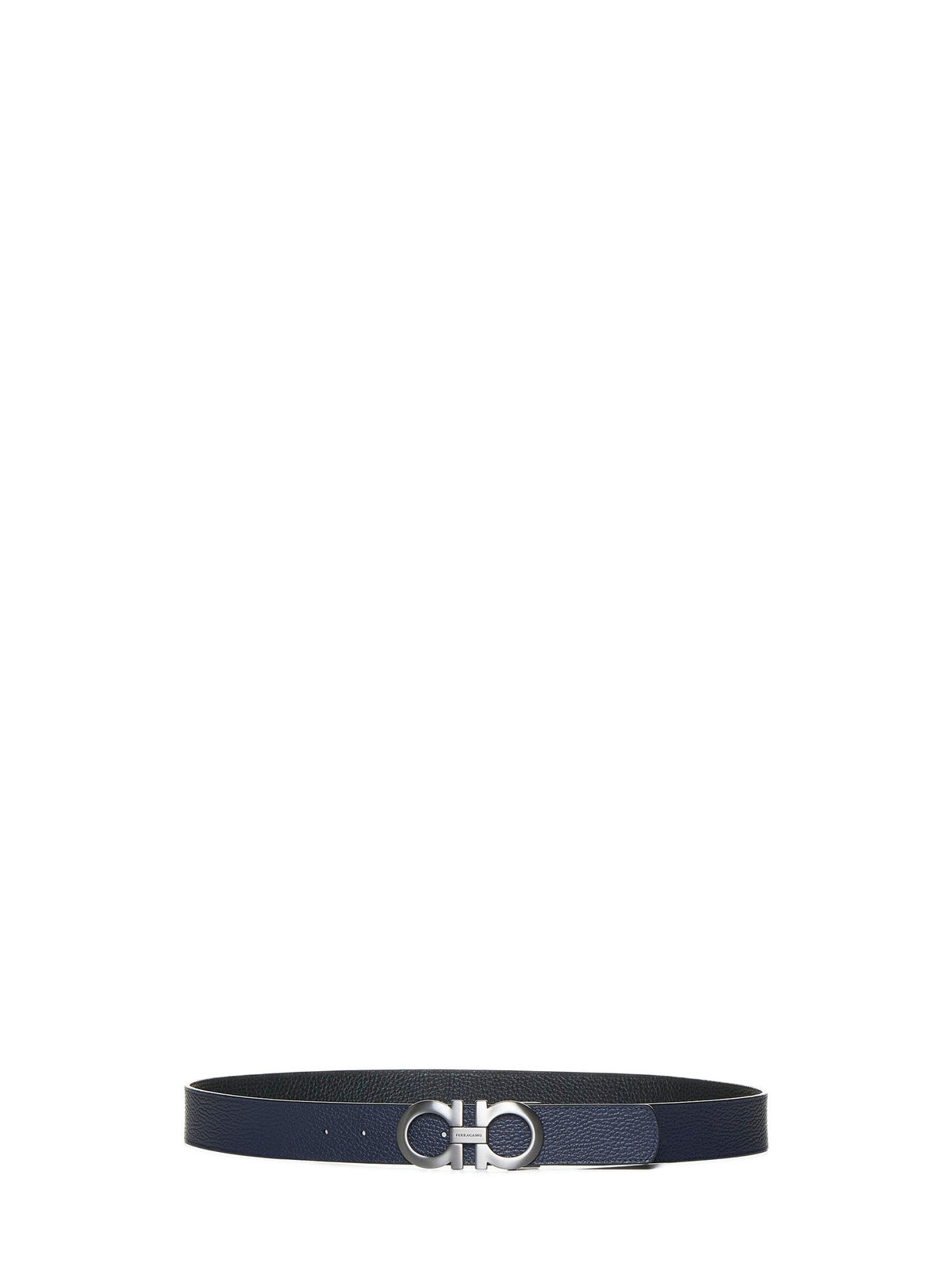Ferragamo Men Black Leather Reversible Gancini Belt