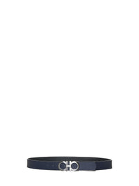 Ferragamo Men Black Leather Reversible Gancini Belt