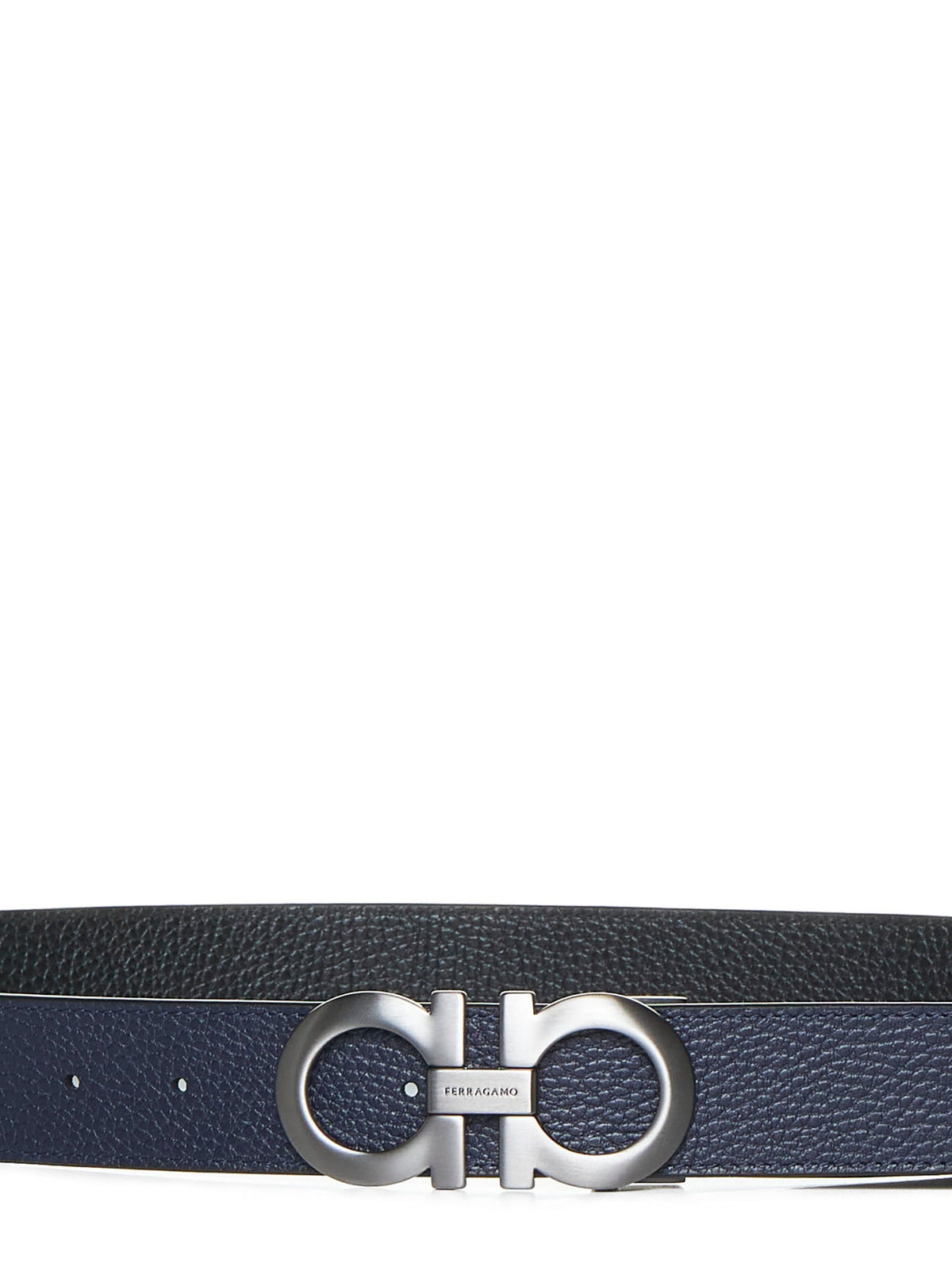 Ferragamo Men Black Leather Reversible Gancini Belt