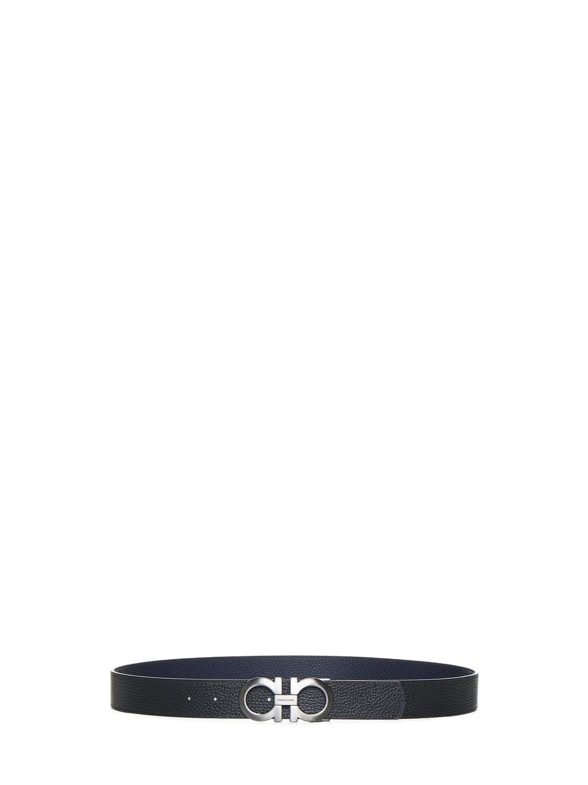 Ferragamo Men Black Leather Reversible Gancini Belt