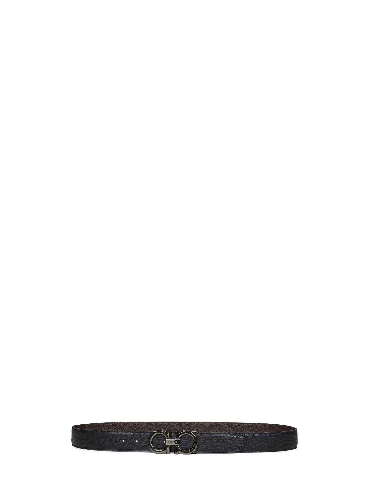 Ferragamo Men Black Leather Reversible Gancini Belt
