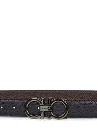 Ferragamo Men Black Leather Reversible Gancini Belt