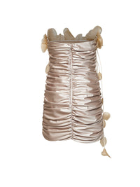 Giuseppe Di Morabito Women Vanilla Waxed Fabric Gathered Mini Dress With 3D Flowers<Br/>