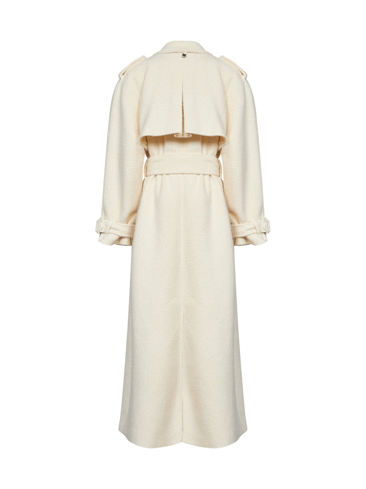 Giuseppe Di Morabito Women Milk Bouclé Long Double-Breasted Belted Trench Coat