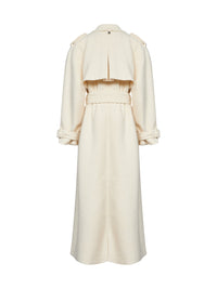 Giuseppe Di Morabito Women Milk Bouclé Long Double-Breasted Belted Trench Coat