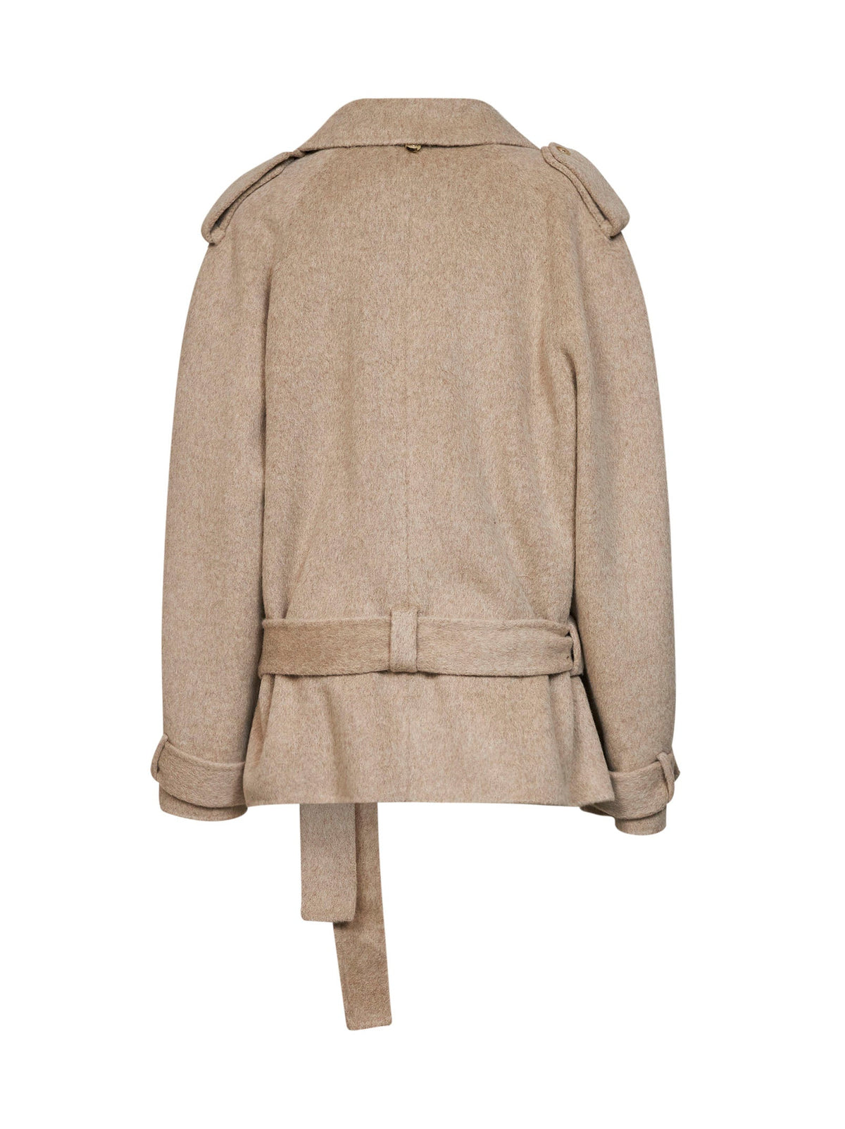 Giuseppe Di Morabito Women Beige Double Wool And Alpaca Short Double-Breasted Trench Coat