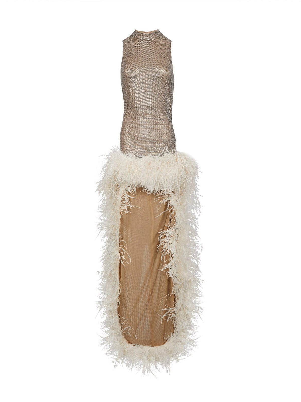 Giuseppe Di Morabito Women Silver Crystal-Embellished Tulle Asymmetric Maxi Dress