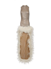 Giuseppe Di Morabito Women Silver Crystal-Embellished Tulle Asymmetric Maxi Dress