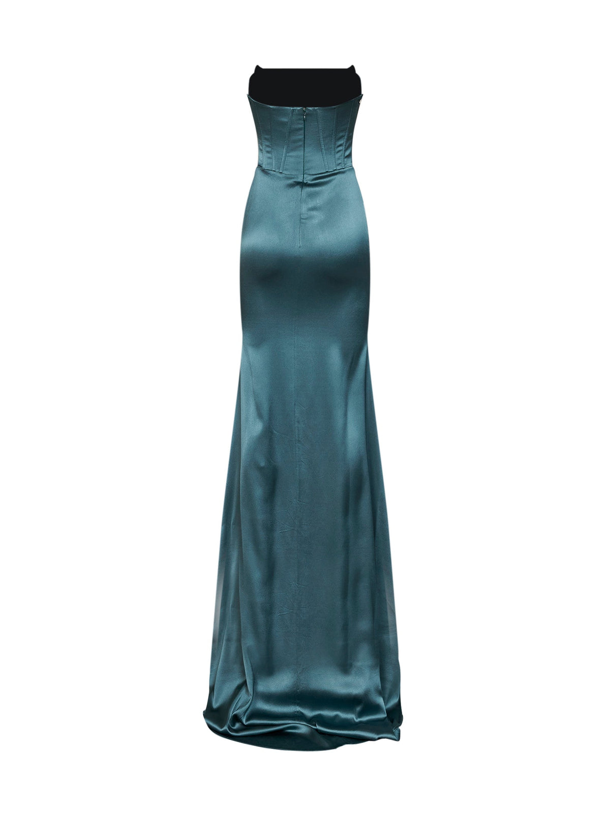 Giuseppe Di Morabito Women Teal Blue Stretch Satin Long Bustier Dress