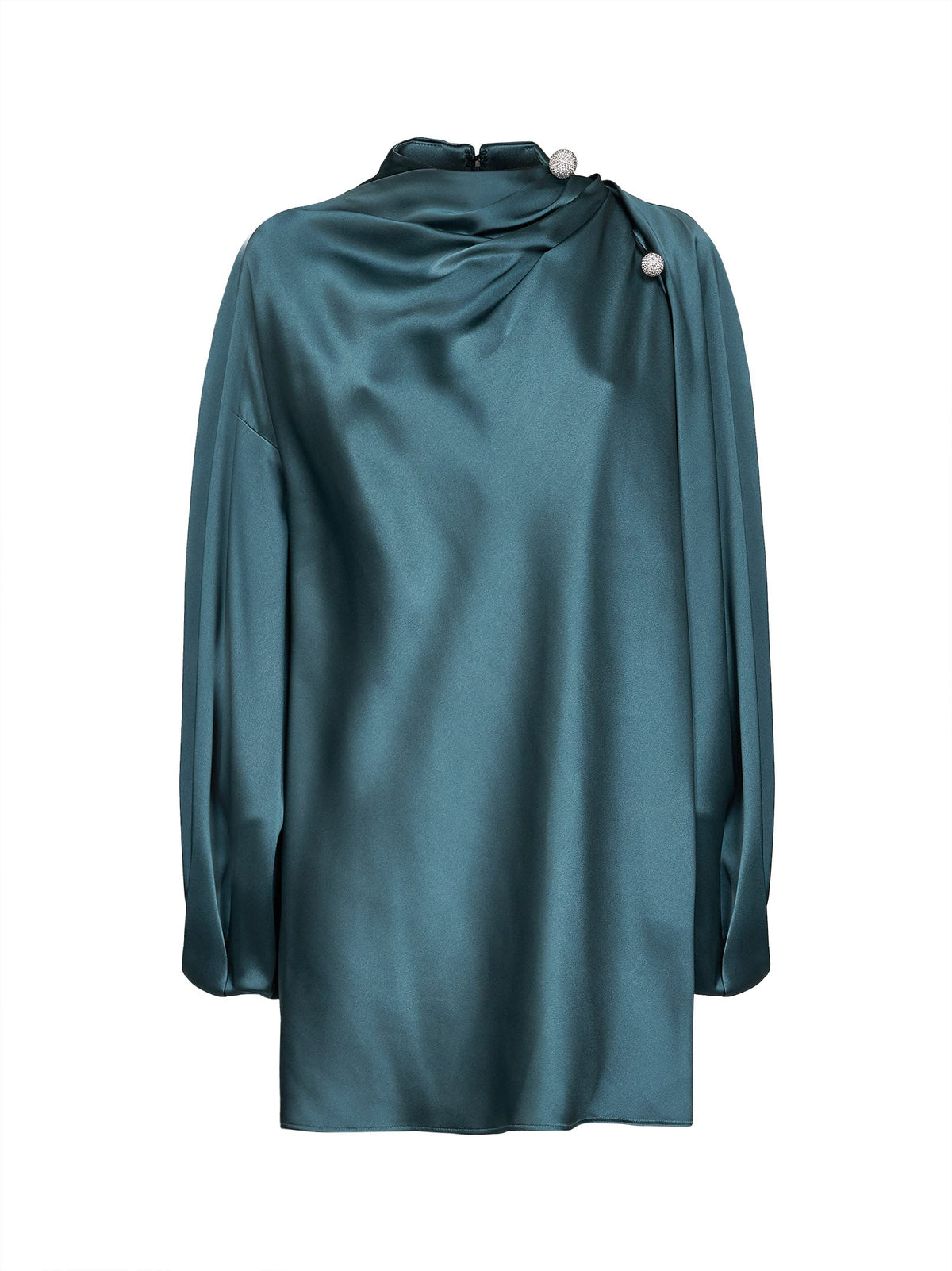 Giuseppe Di Morabito Women Teal Satin Mini Dress With Jeweled Detail
